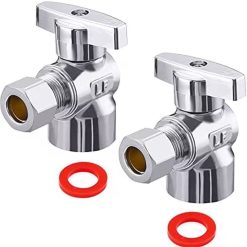 2Pcs Brass Chrome-Plated Quarter Turn Angle Stop Valves